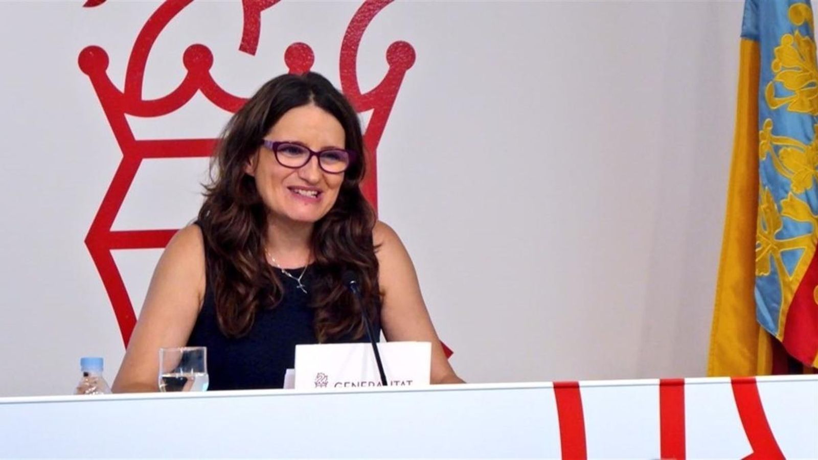 La vicepresidenta i consellera d'Igualtat i Inclusió Social, Mónica Oltra, en la roda de premsa posterior al Ple del Consell