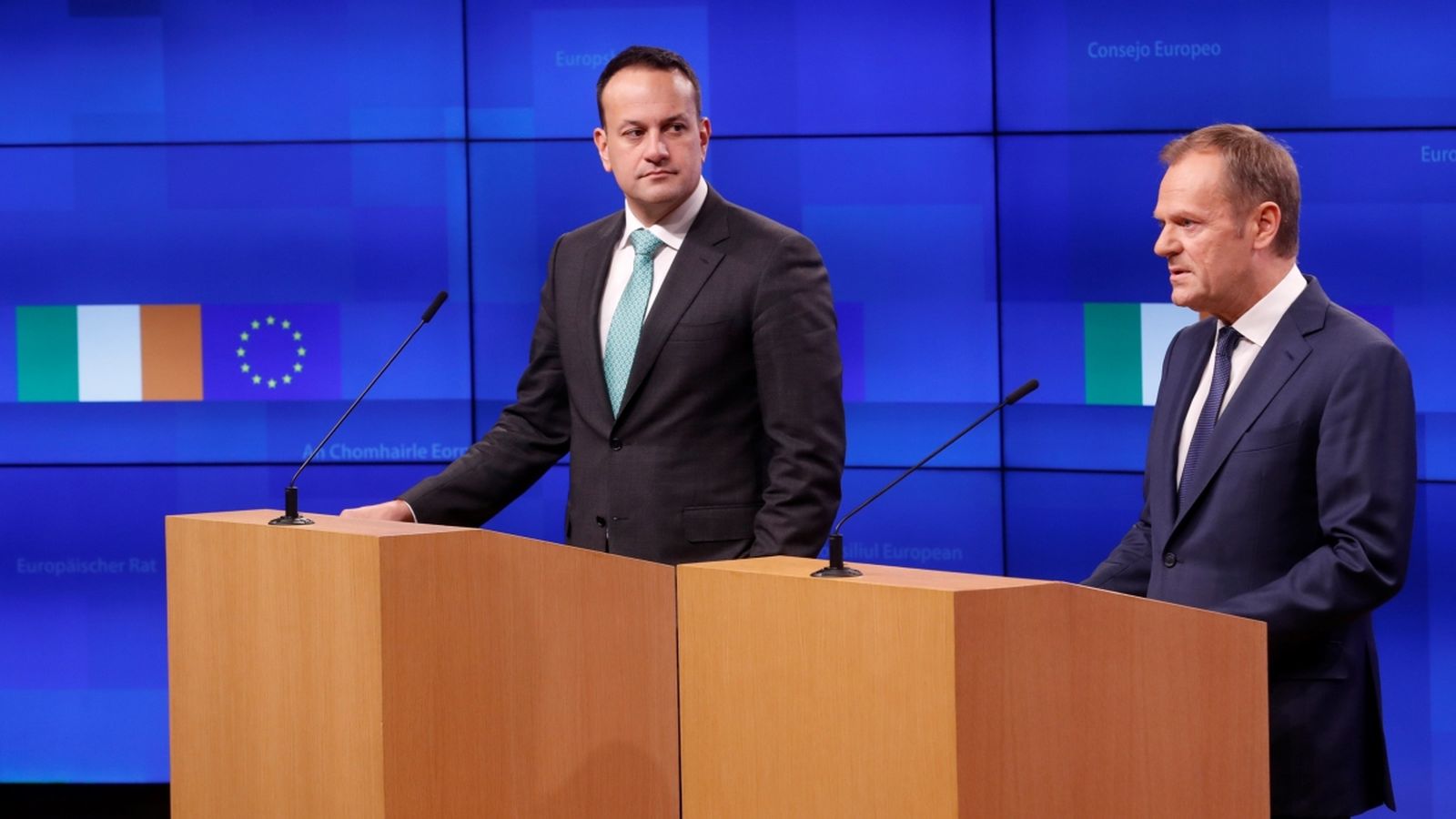 El president del Consell Europeu, Donald Tusk i primer ministre irlandés, Leo Varadkar, han oferit una roda de premsa, aquest dimecres, a Brussel·les