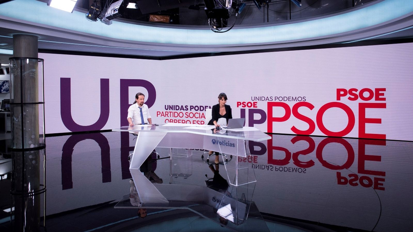 El líder d'Unides Podem, Pablo Iglesias, durant l'entrevista a 'Antena 3 Noticias'