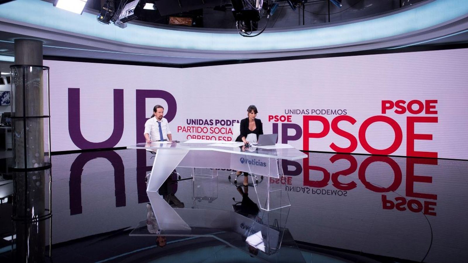 El líder d'Unides Podem, Pablo Iglesias, durant l'entrevista a 'Antena 3 Noticias'