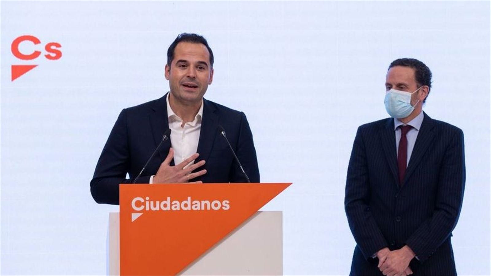 L'exvicepresident de la Comunitat de Madrid Ignacio Aguado durant una compareixença a la seu de Ciutadans al març de 2021