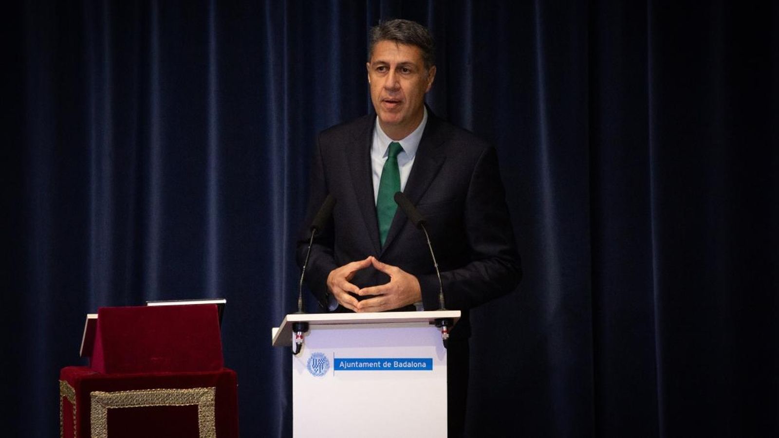 Xavier García Albiol durant l'acte d'investidura