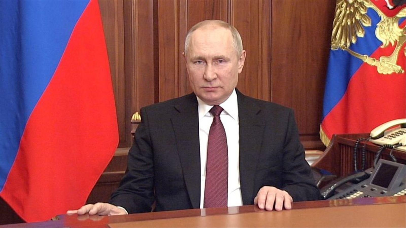 Vladímir Putin, durant un discurs televisat Vladímir Putin, durant un discurs televisat
