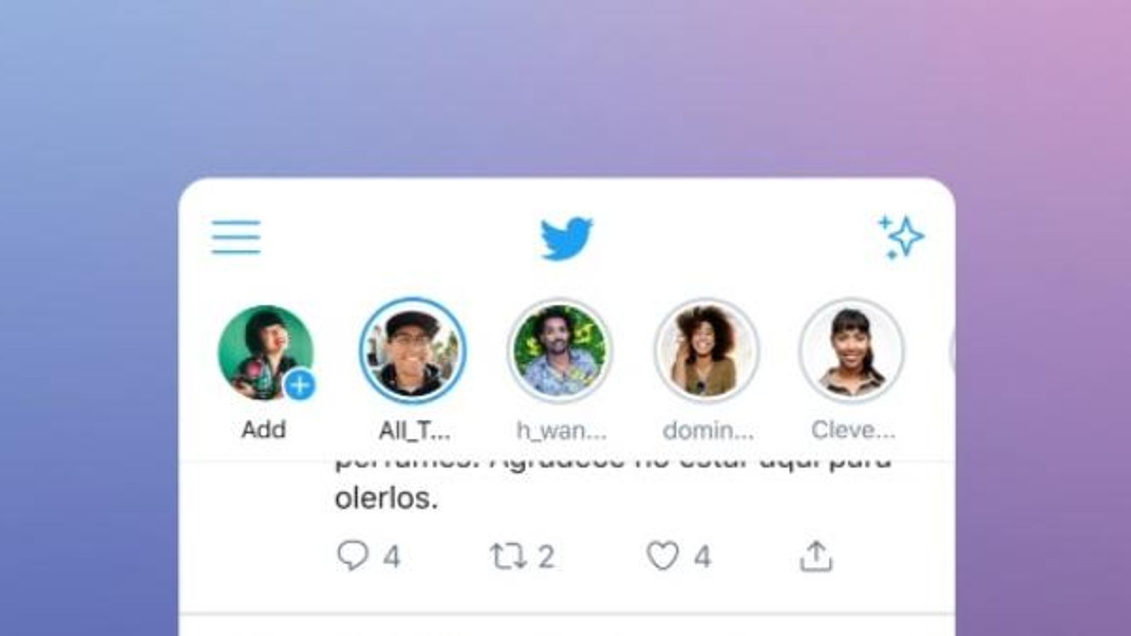 Els fleets apareixen en la part més alta de la pantalla d’inici dels usuaris i usuàries