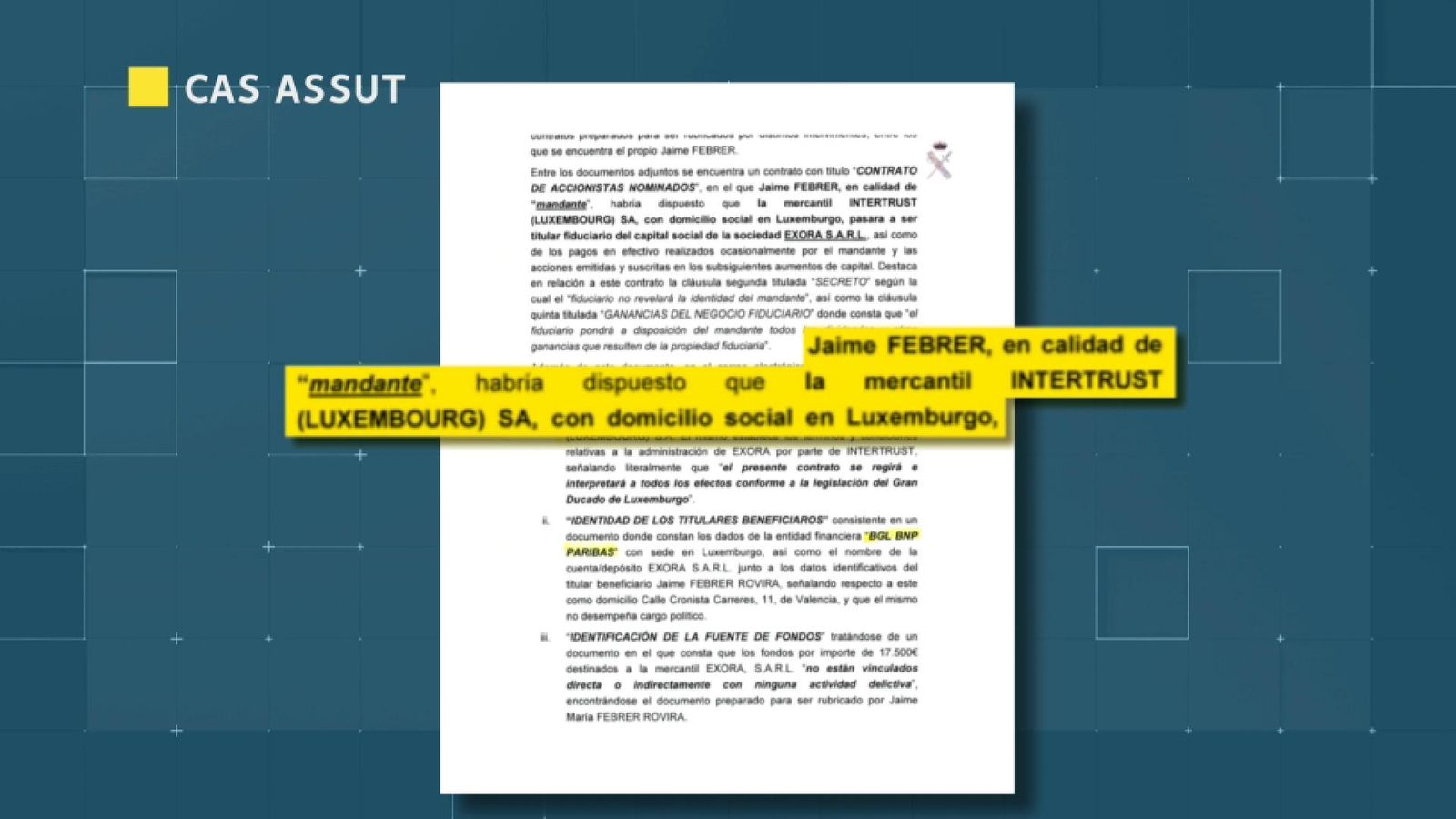 Destacat del sumari que adverteix de la creació d'una societat opaca a Luxemburg