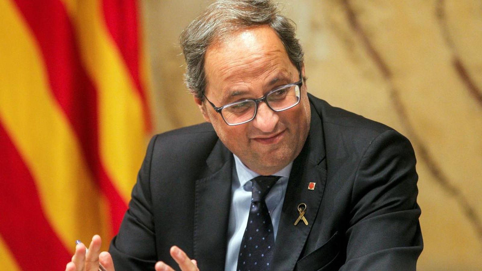 El president de la Generalitat, Quim Torra, durant una compareixença recent