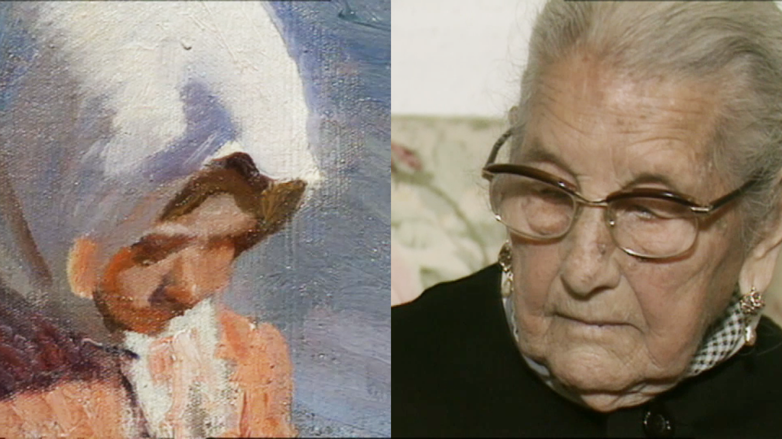 El periodista de Canal 9 Onofre Sanmartín entrevista Francesqueta quan tenia 97 anys, 85 anys després que la pintara Sorolla