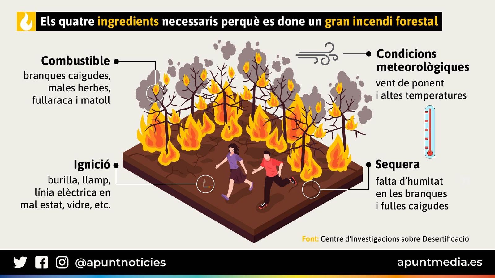 Els quatre ingredients necessaris perquè es done un gran incendi forestal