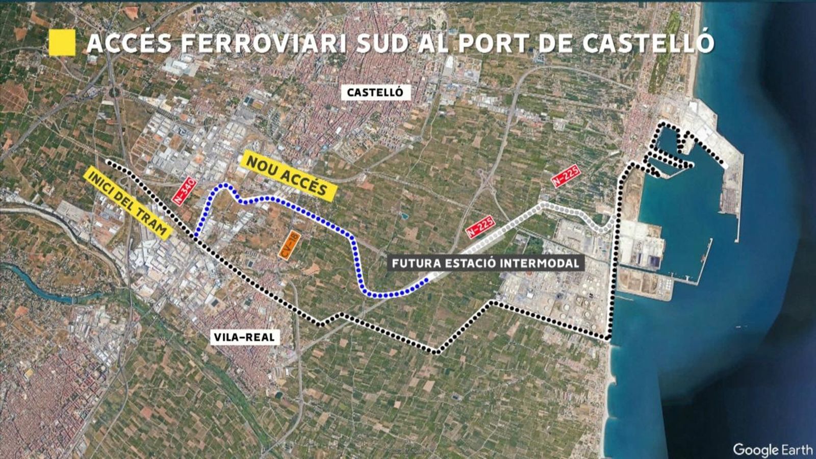 Accés ferroviari sud al port de Castelló