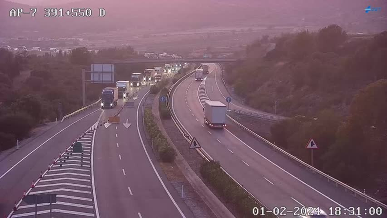 Una imatge de l'AP-7 al lloc de l'accident