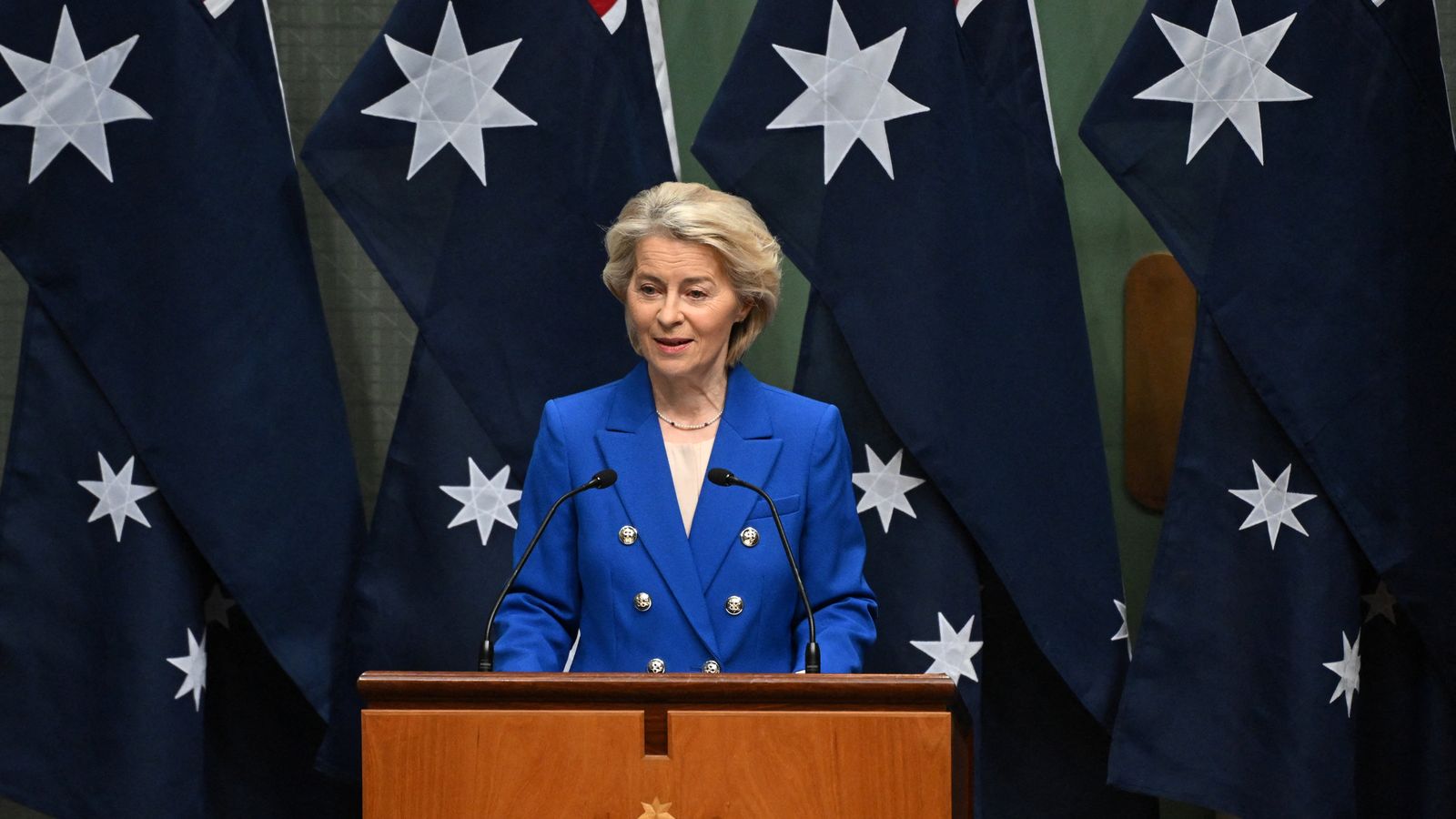 La presidenta de la Comissió Europea, Ursula von der Leyen, a la Cambra de Representants, a Sídney, Austràlia.