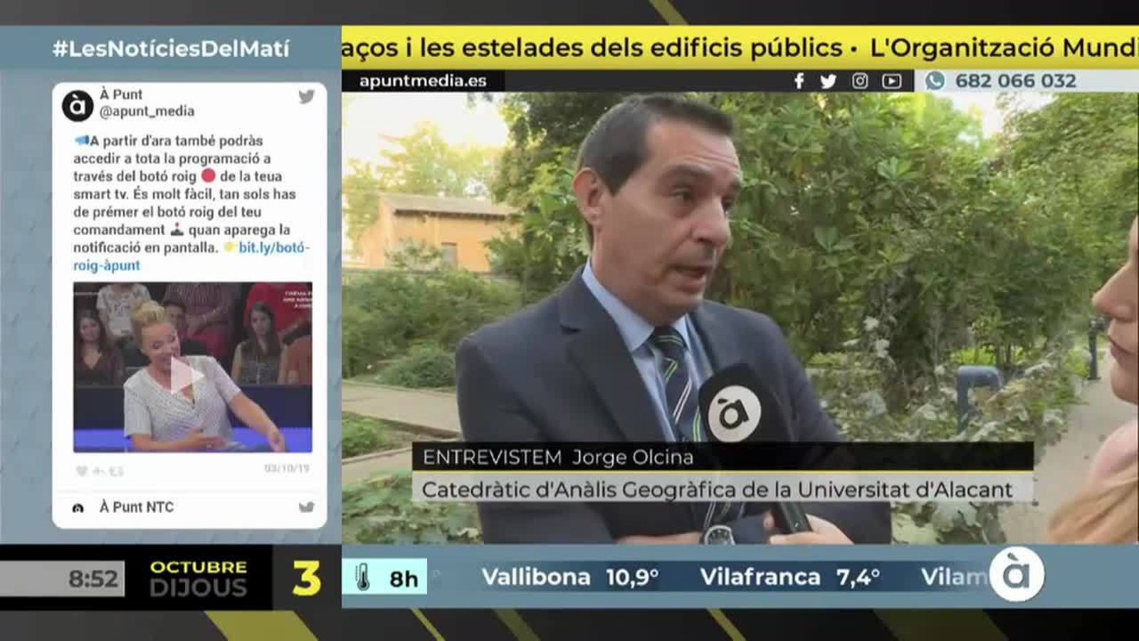 03.10.2019 | Entrevista a Jorge Olcina, catedràtic de Geografia de la Universitat d'Alacant