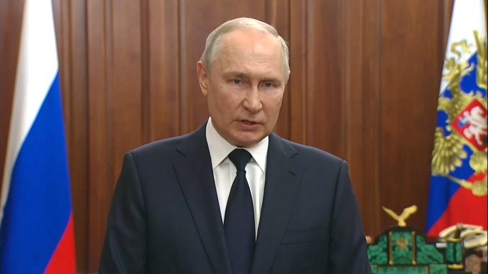 Vladímir Putin, president de Rússia, durant el seu discurs d'aquest dilluns