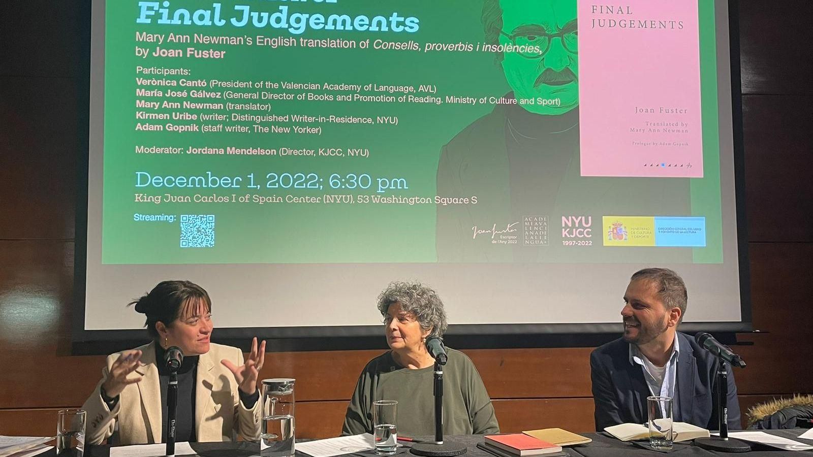 Imatge de l'acte de presentació, a Nova York, de la presentació de la traducció a l'anglés d'assaig de Joan Fuster