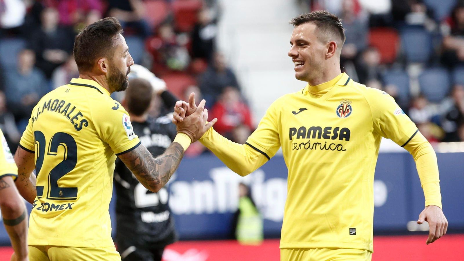 Morales i Lo Celso celebren un dels gols