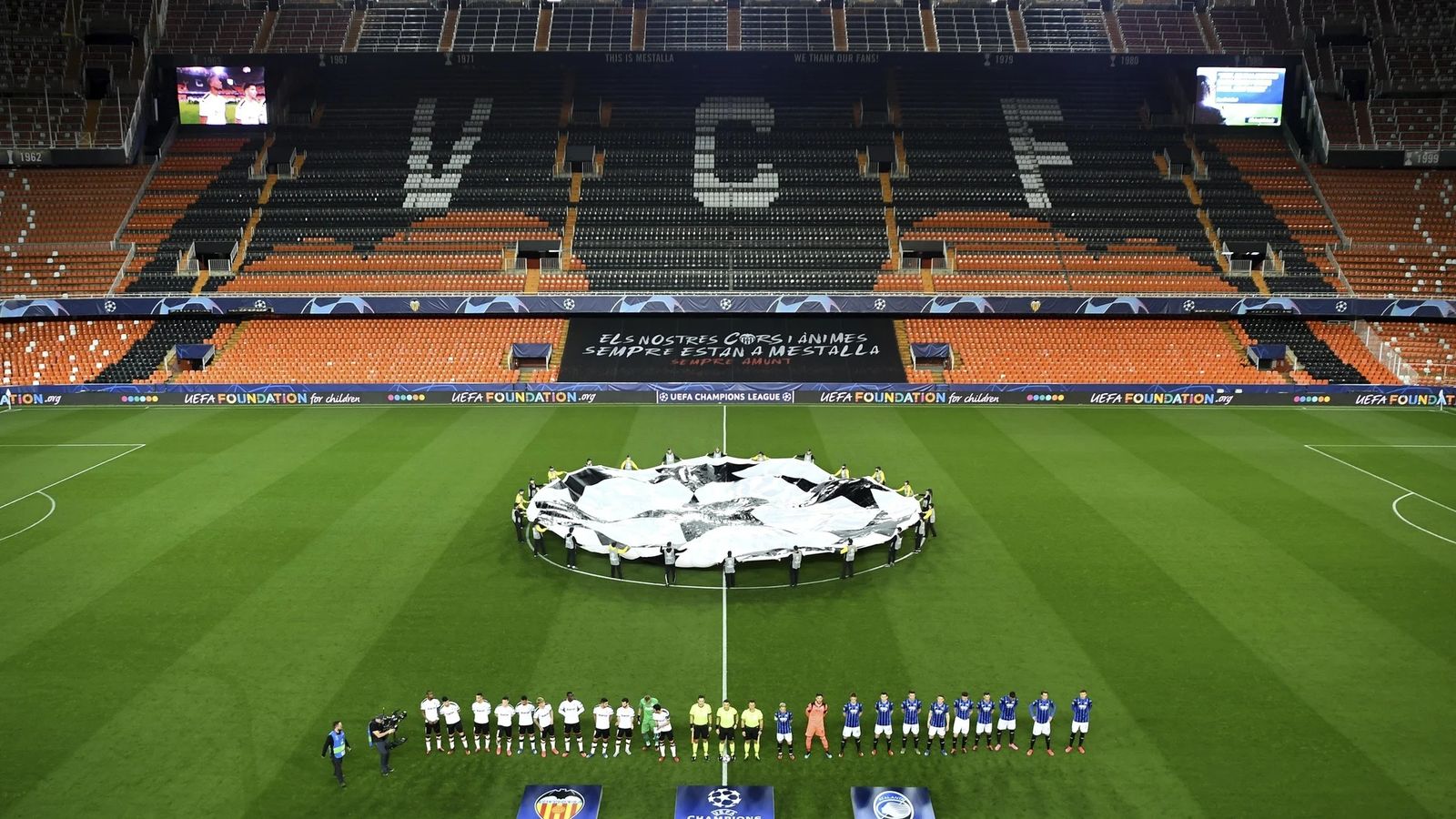 Imatge de l'últim partit de Champions League a Mestalla el 10 de març de 2020