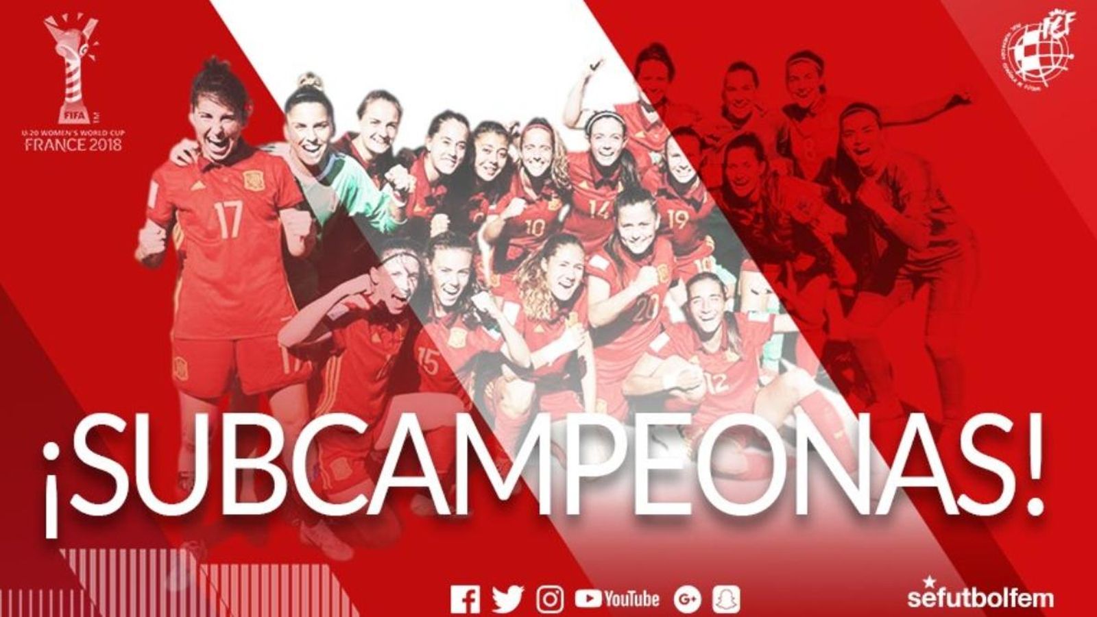 Jugadores de la selecció espanyola sub-20 proclamades subcampiones del món