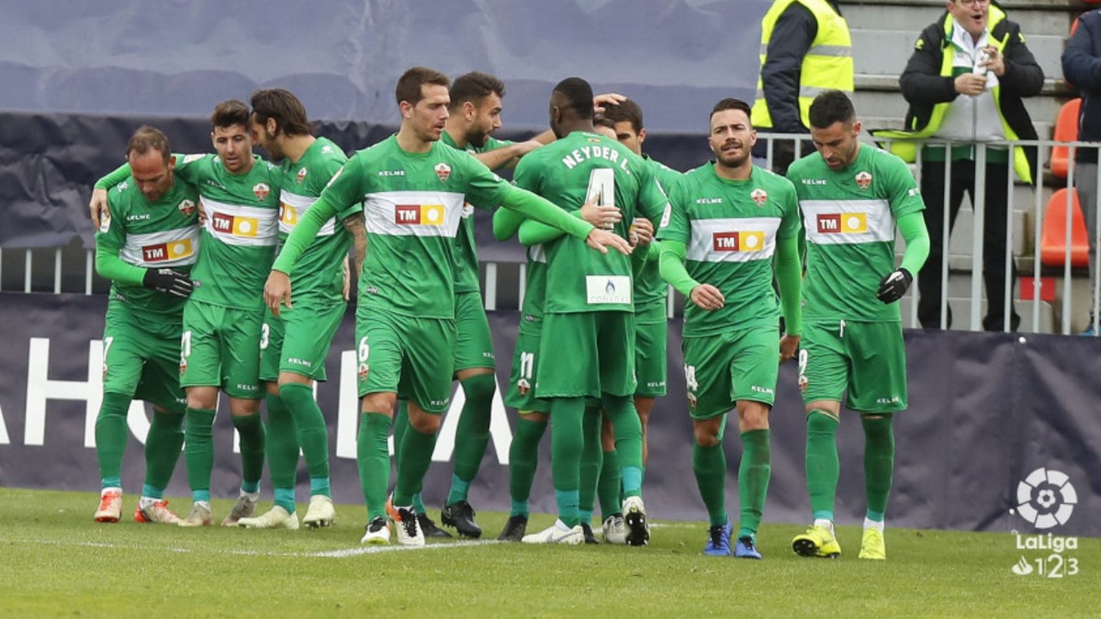 Celebració d'un dels gols de l'Elx (laliga.es).