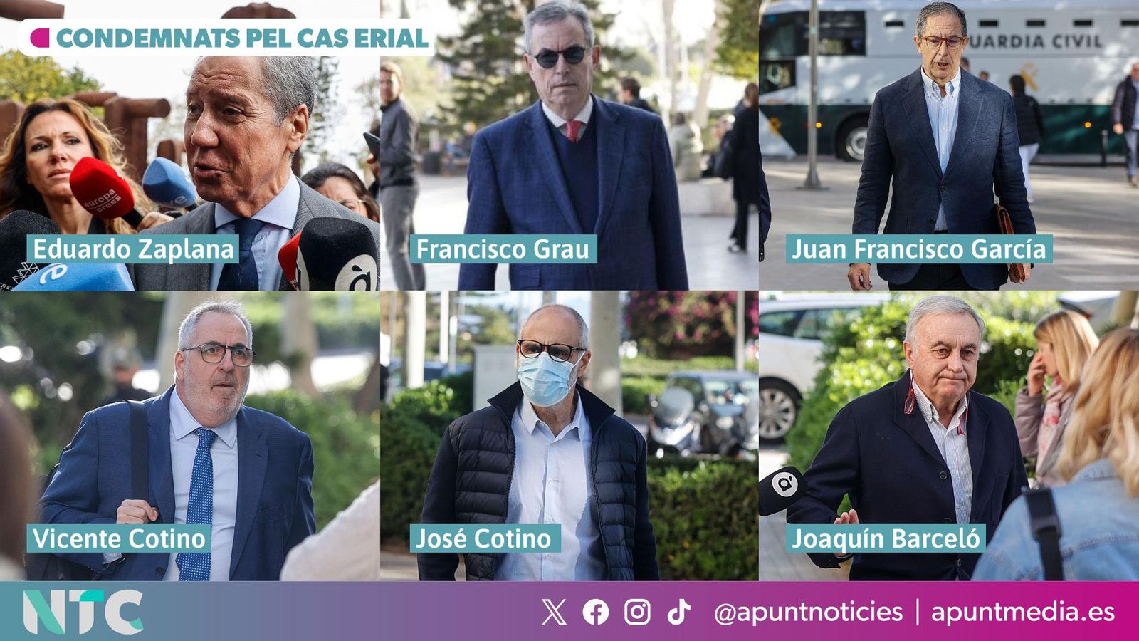 Alguns dels condemnats pel cas Erial