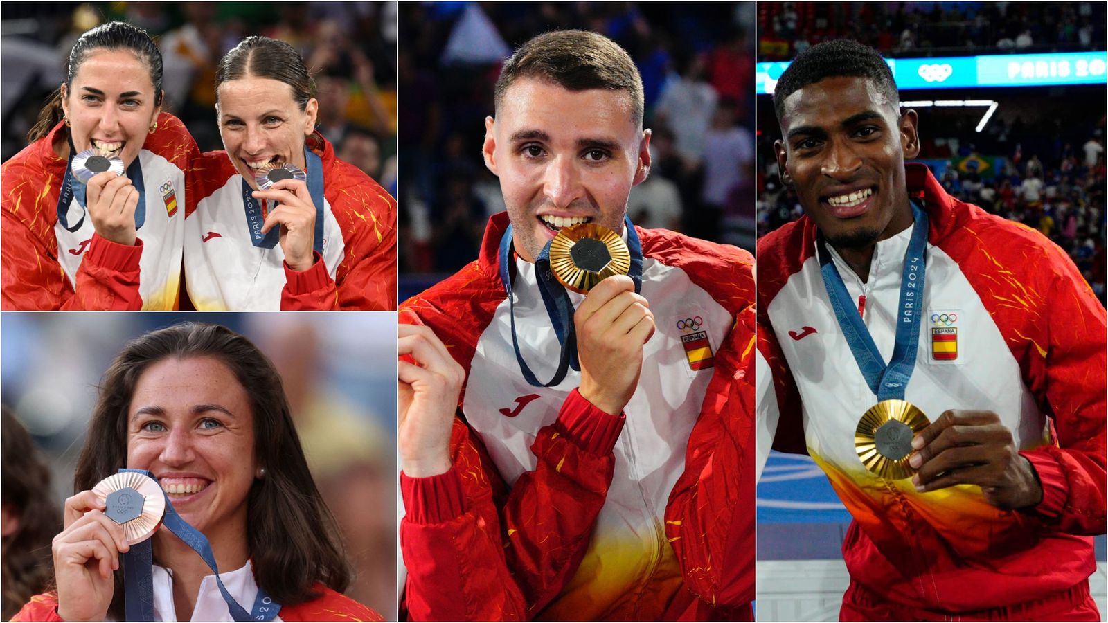 Vega Gimeno, Sandra Ygueravide. Sara Sorribes, Abel Ruiz i Cristhian Mosquera, amb les medalles aconsegudies a París
