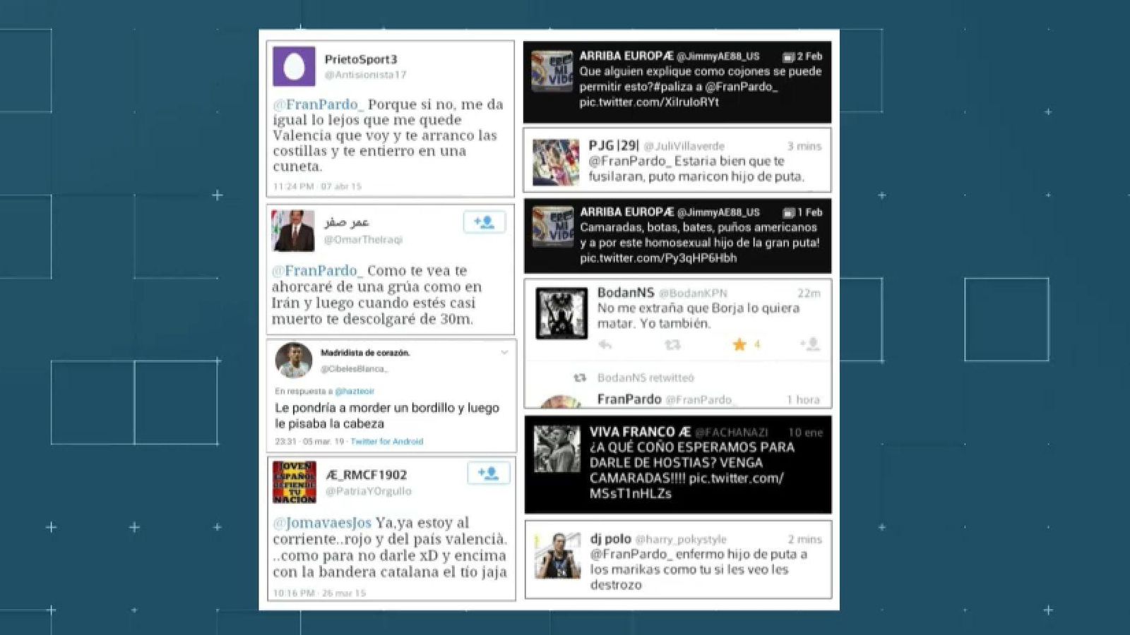 Algunes de les amenaces que va rebre l'afectat a través de les xarxes socials