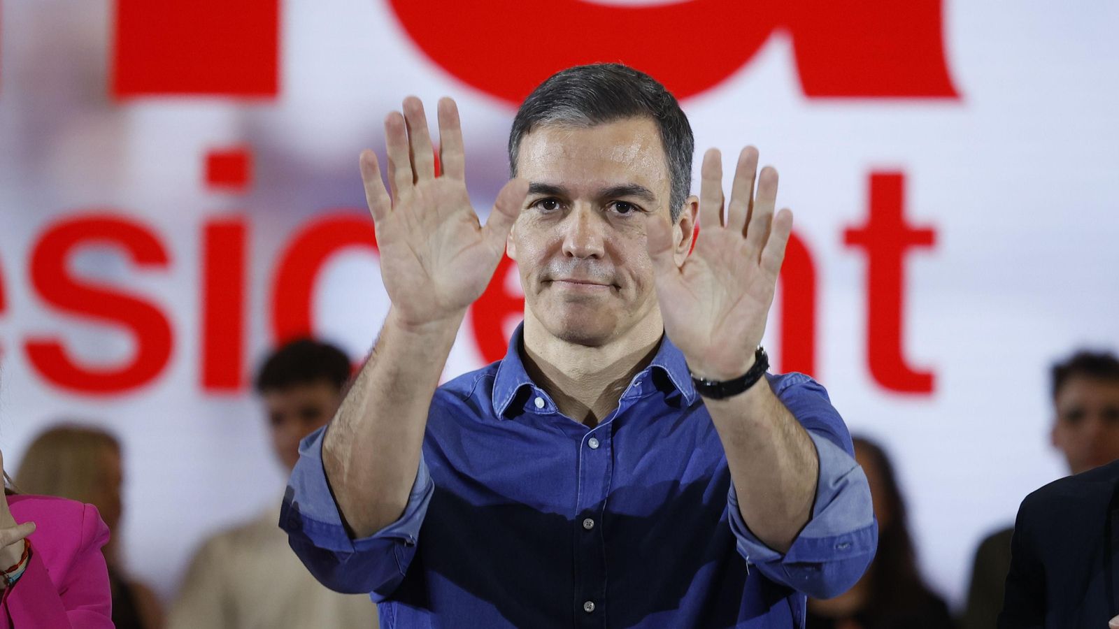 Pedro Sánchez durant un míting del PSC a Sant Boi de Llobregat, Barcelona