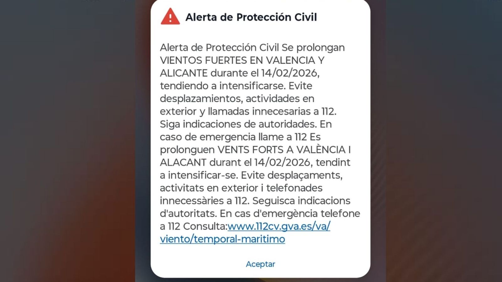 Alerta protecció civil 13/02/2026