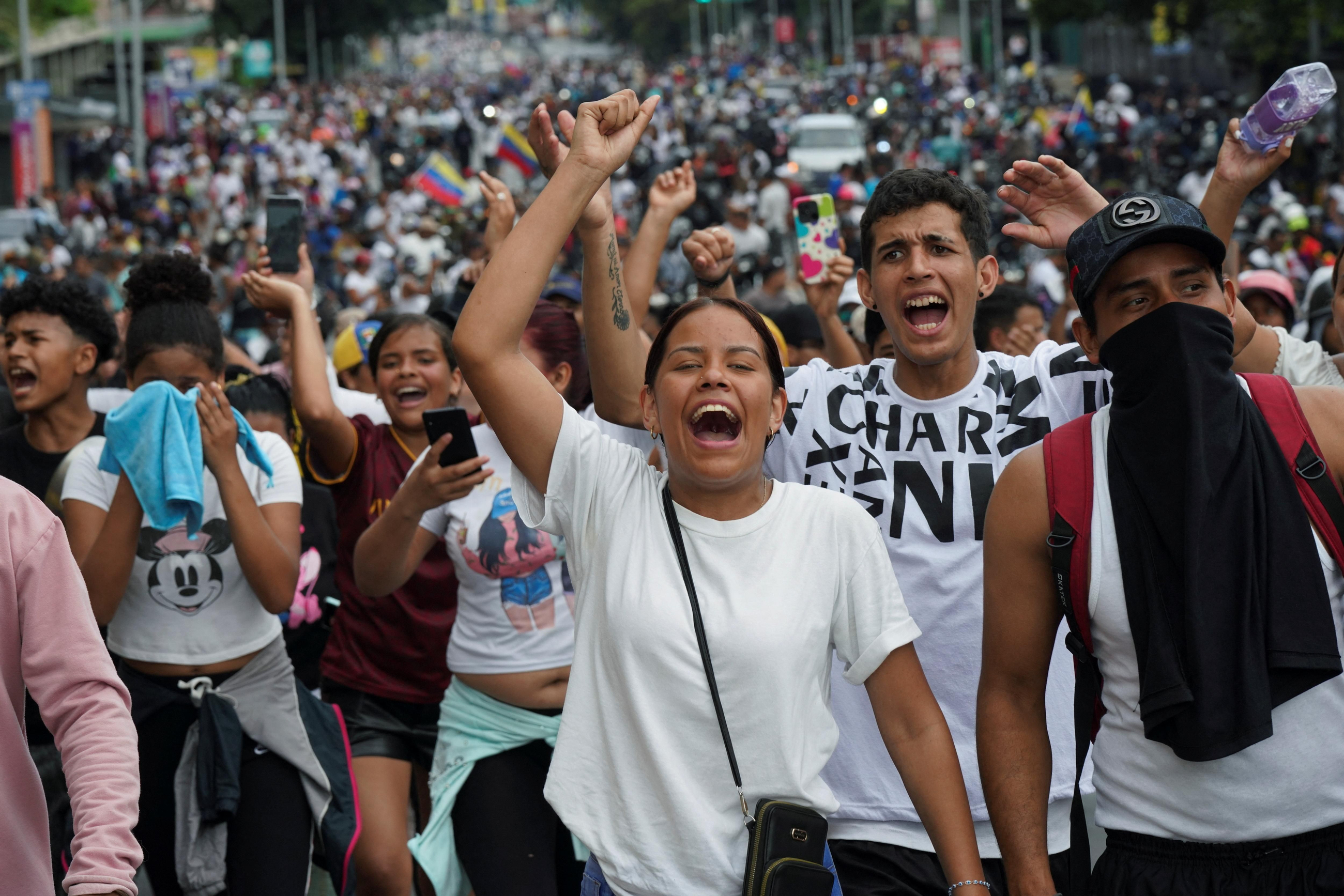 Protestes en el carrer a Caracas contra els resultats proclamats pel Consell Nacional Electoral Protestes en el carrer a Caracas contra els resultats proclamats pel Consell Nacional Electoral
