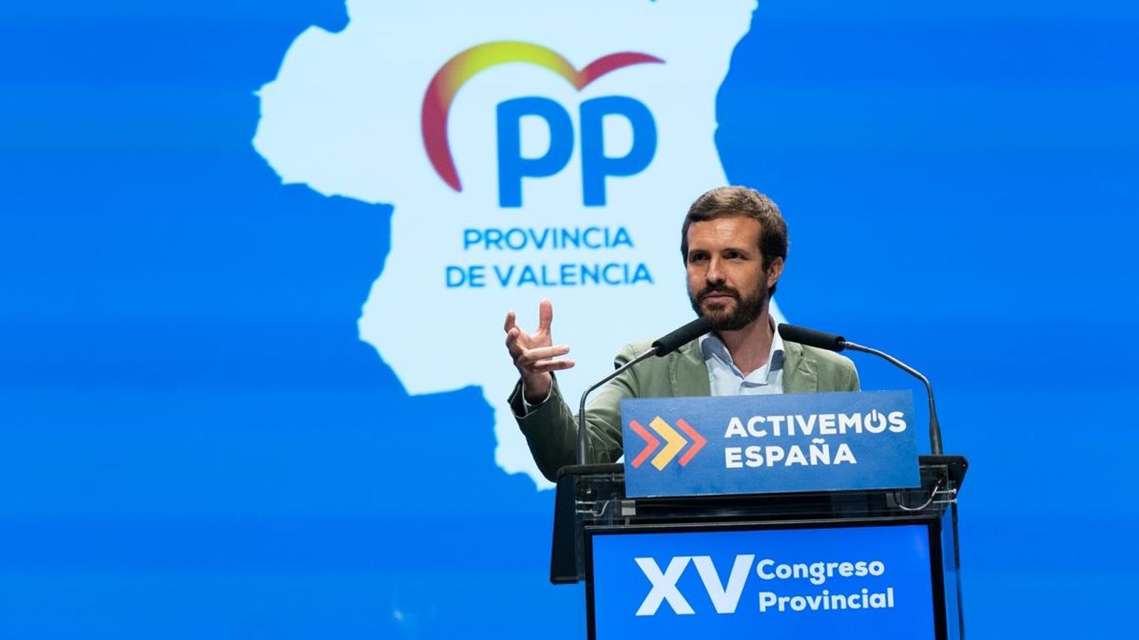 Pablo Casado, durant la seua intervenció en el XV Congrés del PP de València