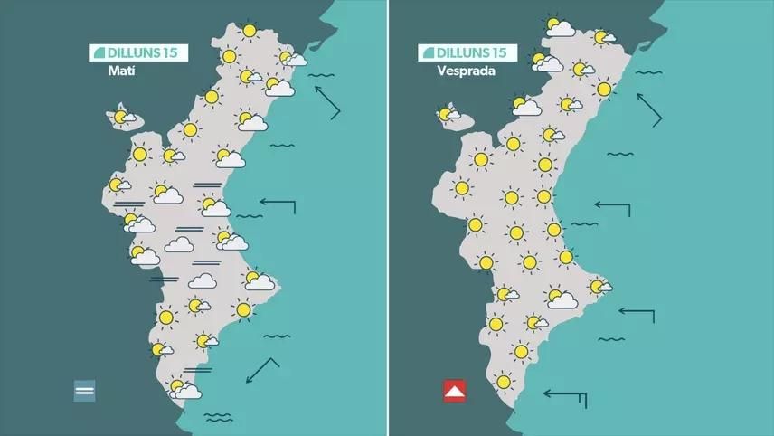Previsió de l'oratge per a este dilluns Previsió de l'oratge per a este dilluns