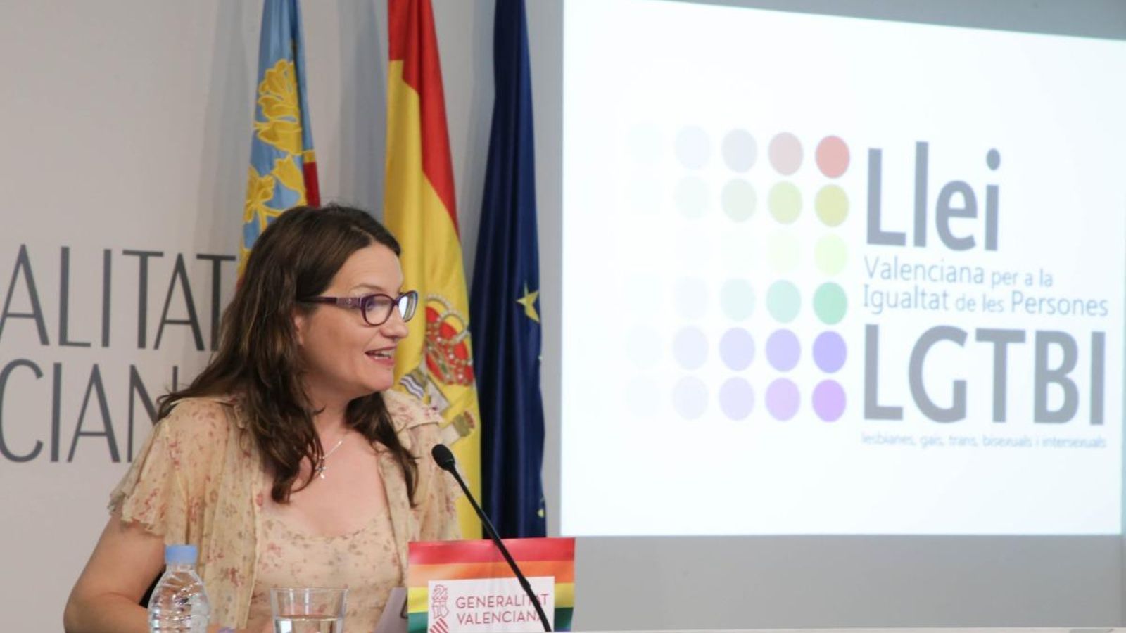 La vicepresidenta Mònica Oltra en la roda de premsa posterior al Ple del Consell