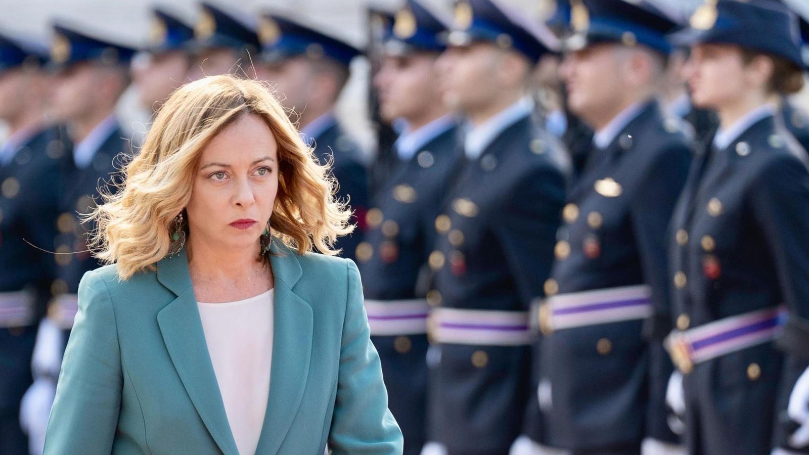 Giorgia Meloni arriba per a una reunió amb l'Emir de Qatar, Sheikh Tamim, este dilluns