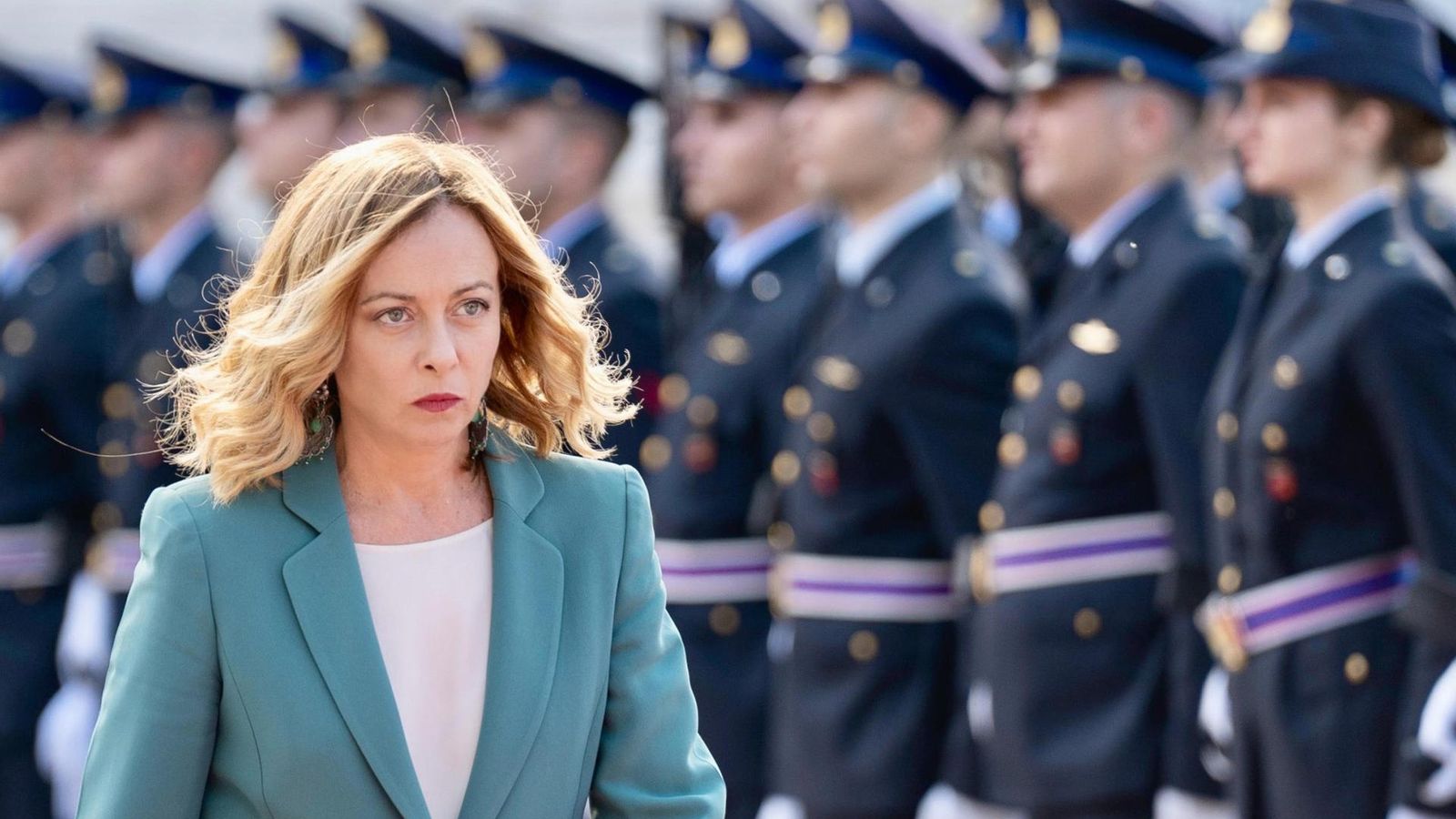 Giorgia Meloni arriba per a una reunió amb l'Emir de Qatar, Sheikh Tamim, este dilluns