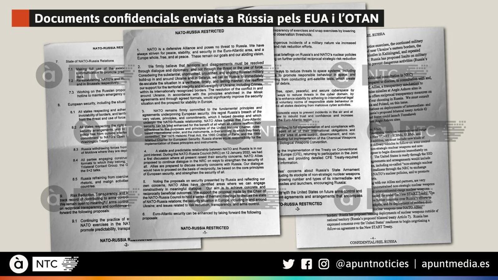 Documents confidencials enviats a Rússia pels EUA i l’OTAN