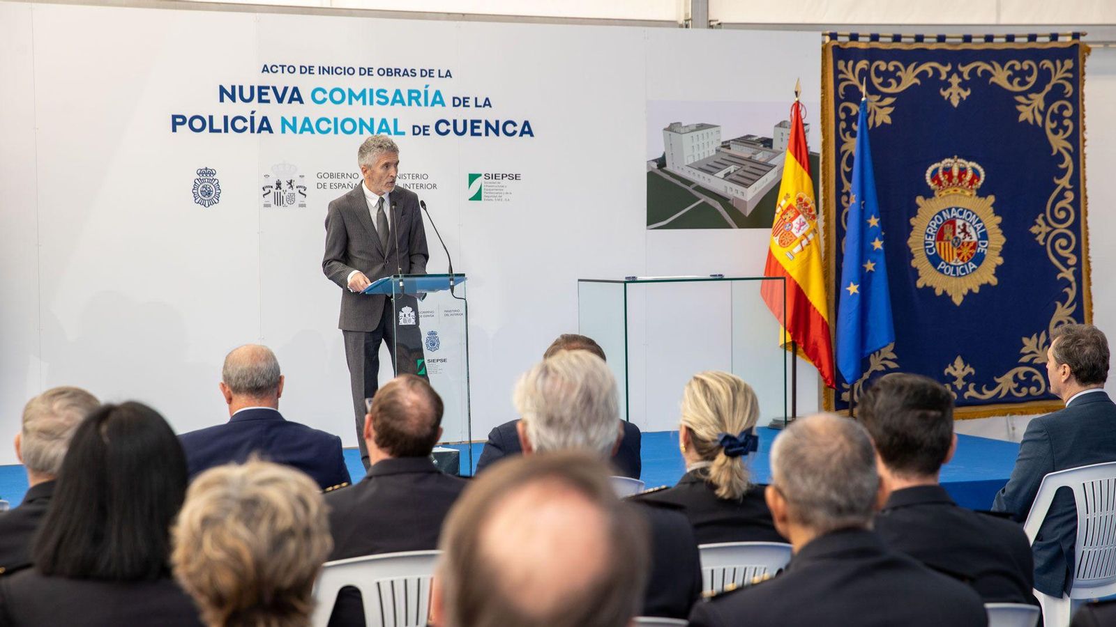 El ministre Marlaska en l'acte d'aquest dilluns a Conca, on s'ha pronunciat sobre les imatges de Melilla