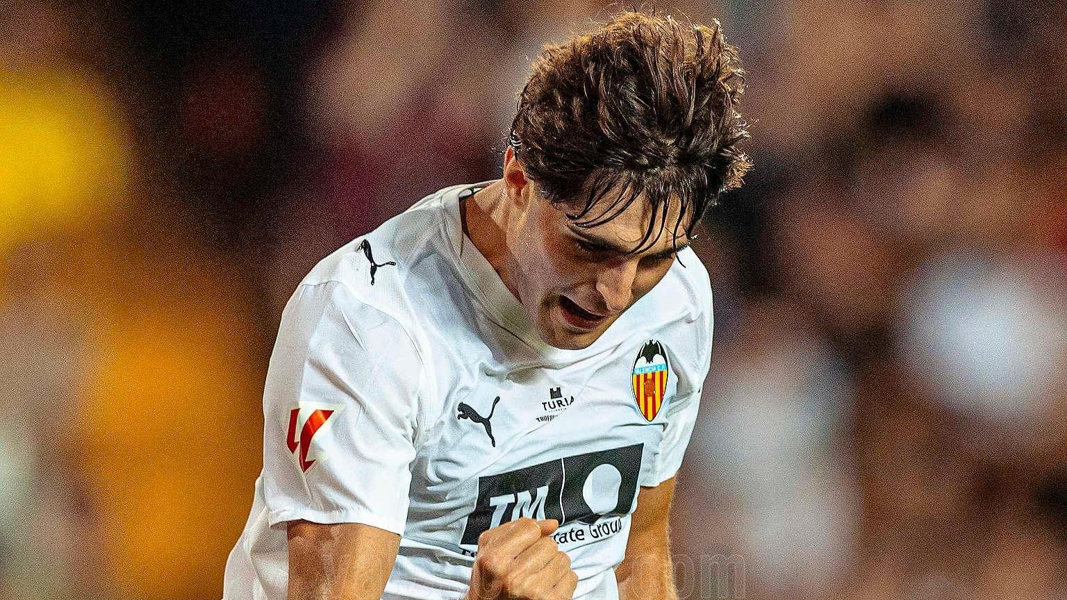 Javi Guerra celebra el primer gol contra el Torino Javi Guerra celebra el primer gol contra el Torino