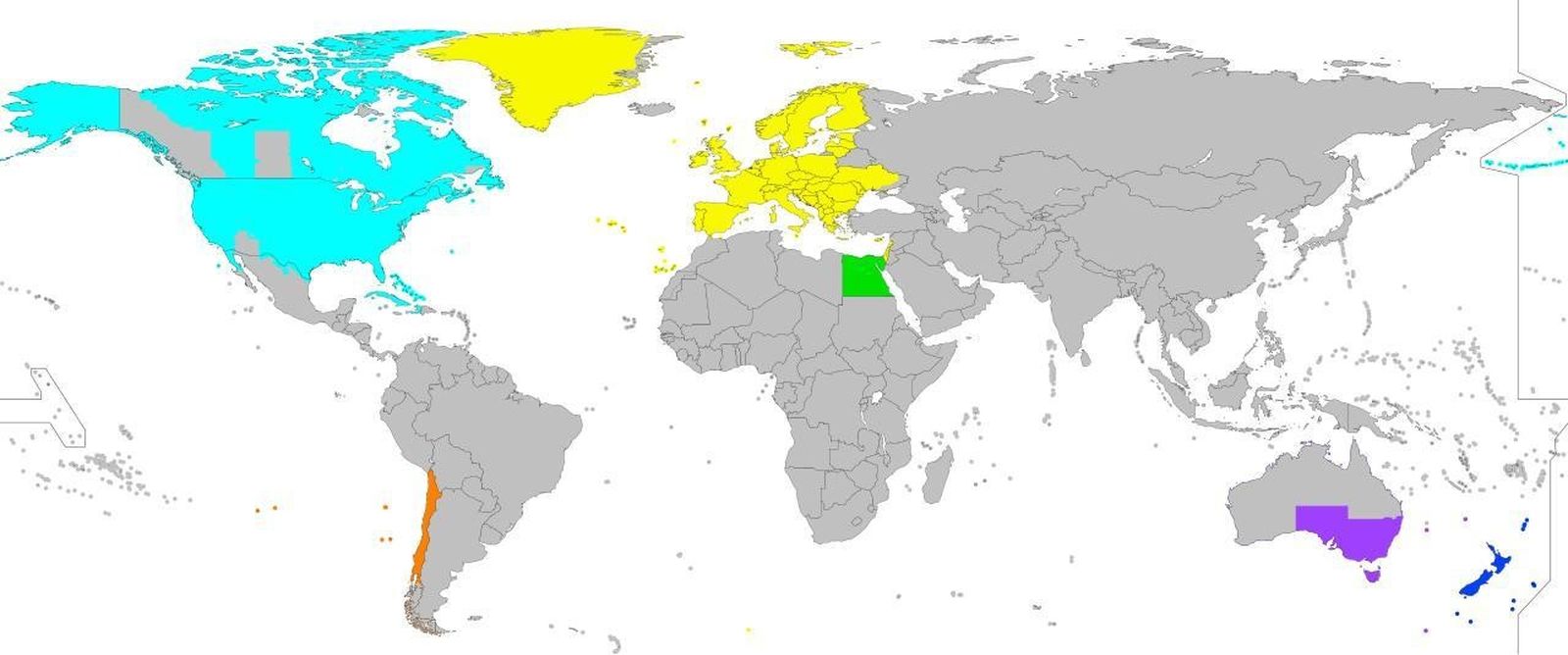 Mapa de països on es canvia l'hora. Font: Wikipedia