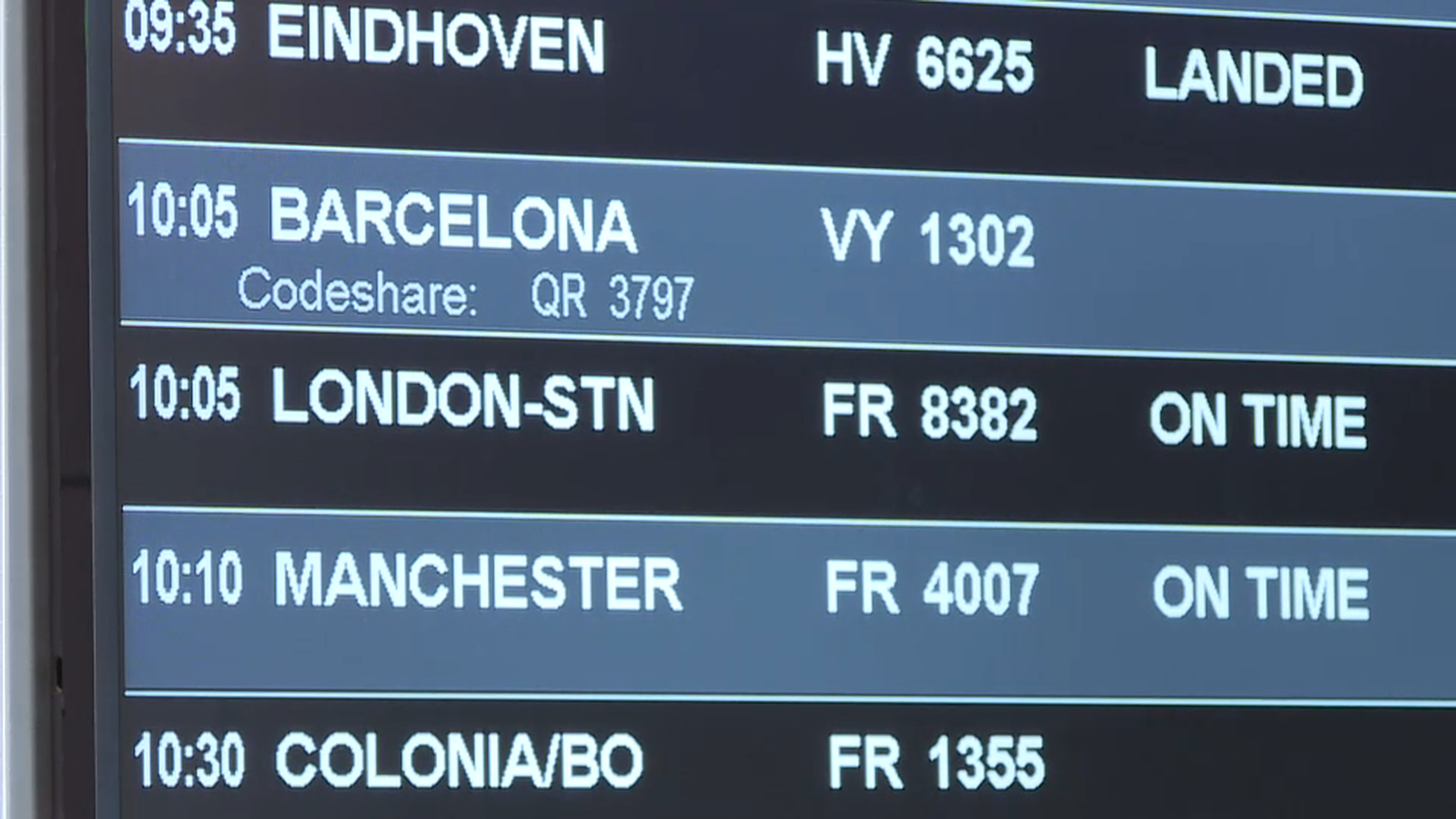 Taulell vols anglesos en Les notícies de la nit