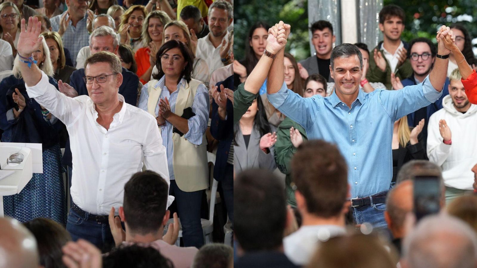Feijóo i Sánchez intercanvien retrets en els actes que populars i socialistes han organitzat a Galícia aquest diumenge