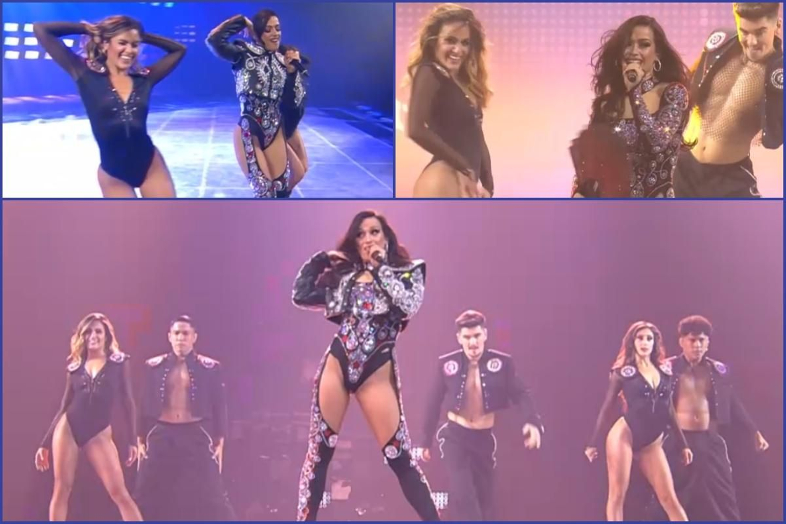 Raquel Caurín i l'equip de Chanel durant l'actuació en Eurovisió