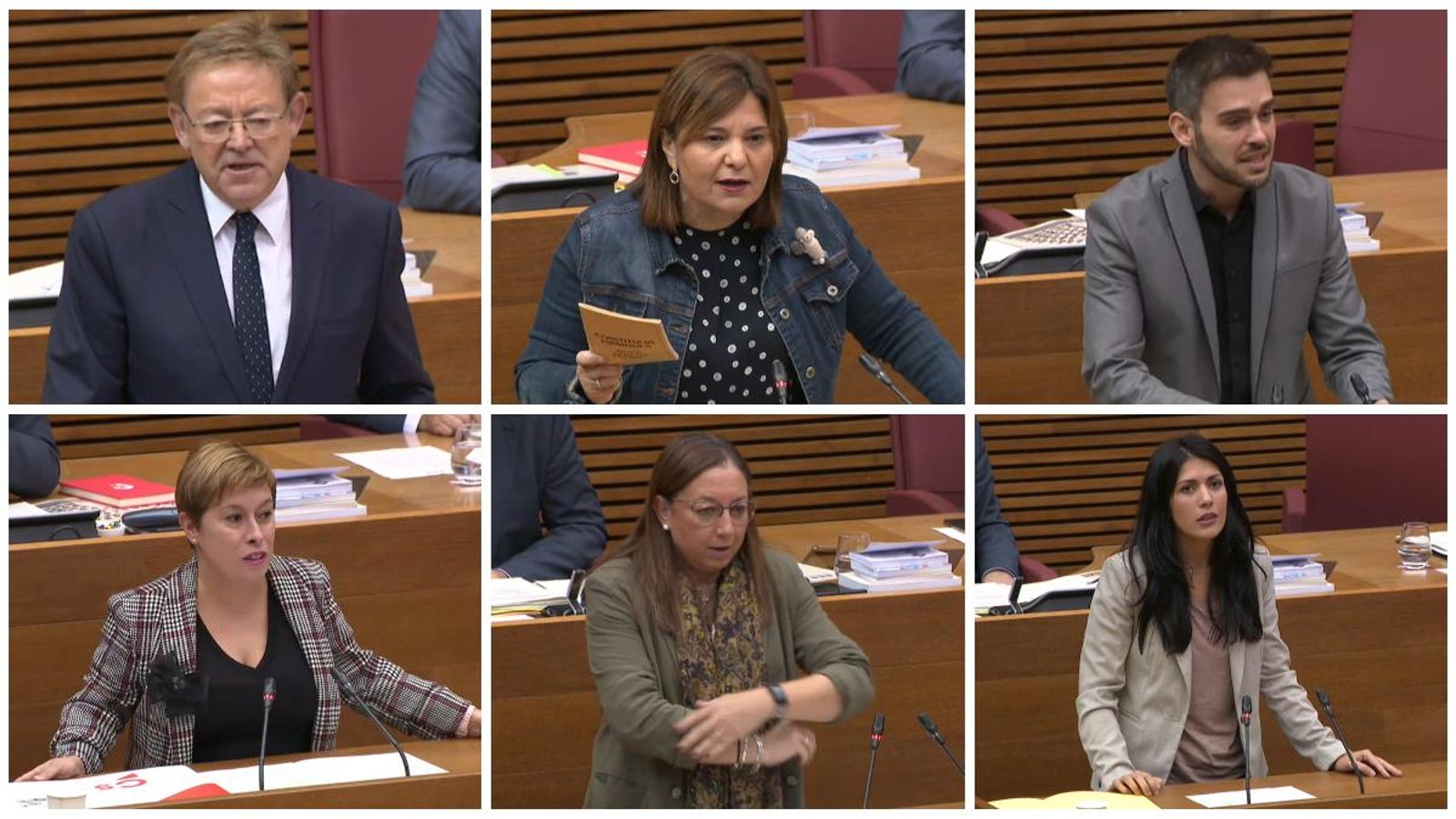 D'esquerra a dreta, Ximo Puig, Isabel Bonig, Fran Ferri, Mercedes Ventura, María de los Llanos i Naiara Davó