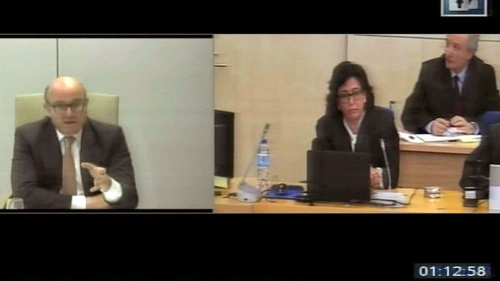 Captura de la declaració per videoconferència de l’exministre d’Economia, Luis de Guindos