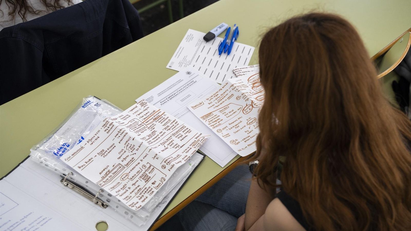 Una estudiant repassa els apunts abans de fer un examen de la PAU Una estudiant repassa els apunts abans de fer un examen de la PAU