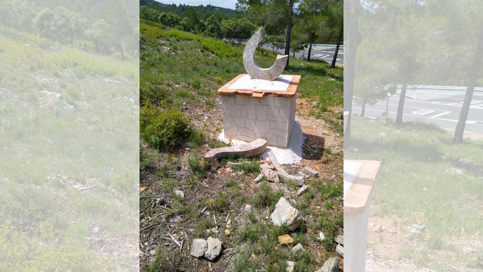 L’escultura, després de l’acte vandàlic