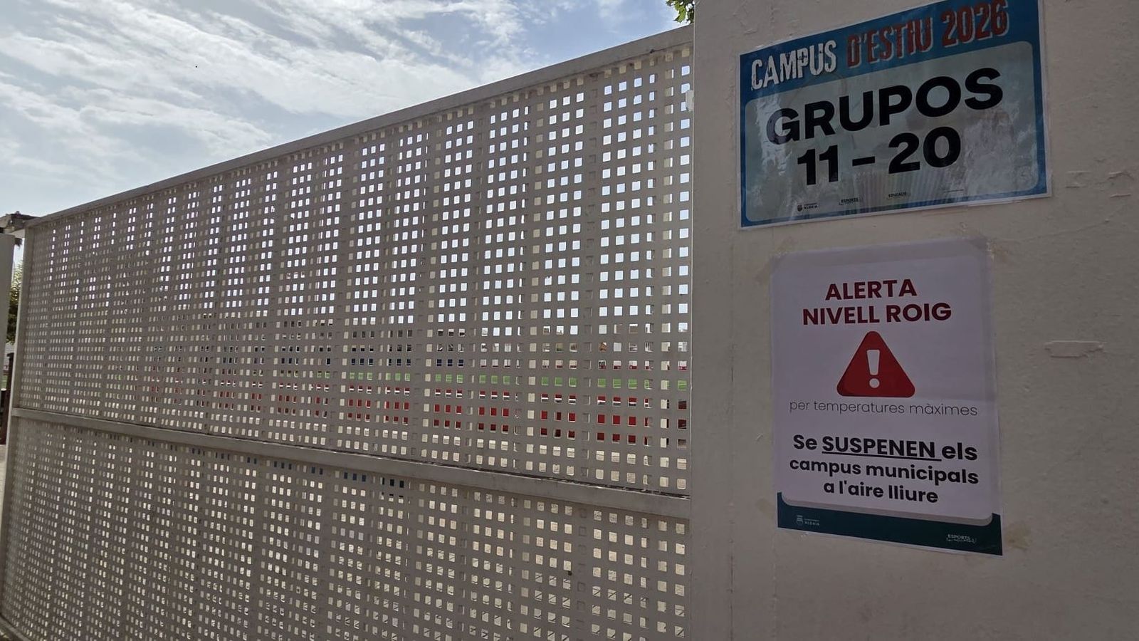 Cartell informatiu a Aldaia, este dimecres