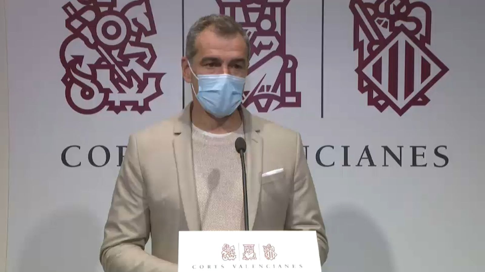 El síndic de Ciutadans, Toni Cantó, en la compareixença que ha oferit aquest dilluns després de reunir-se amb el president de la Generalitat Valenciana