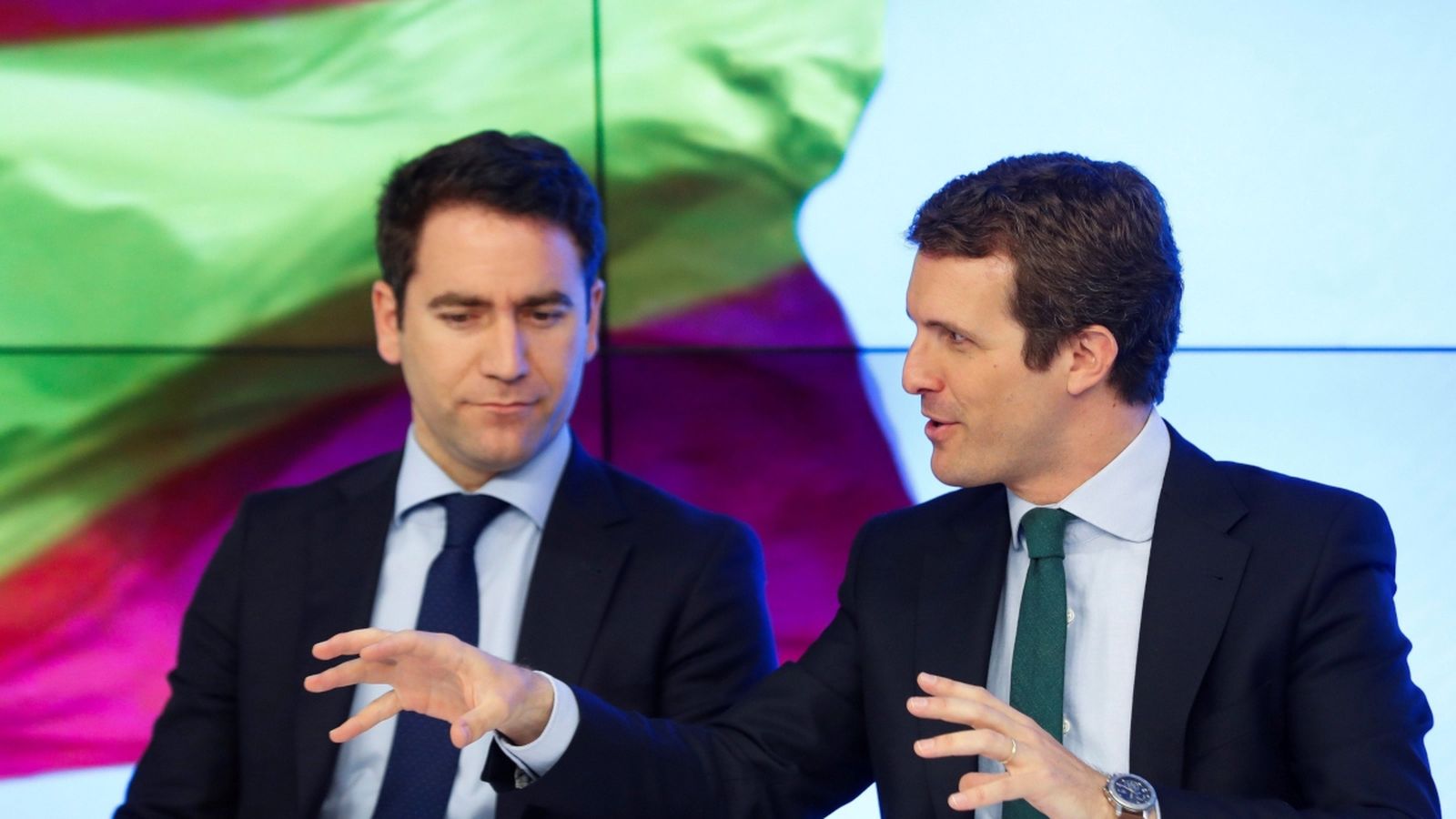 Teodoro García-Egea i Pablo Casado, durant la reunió del Comité Executiu Nacional del PP