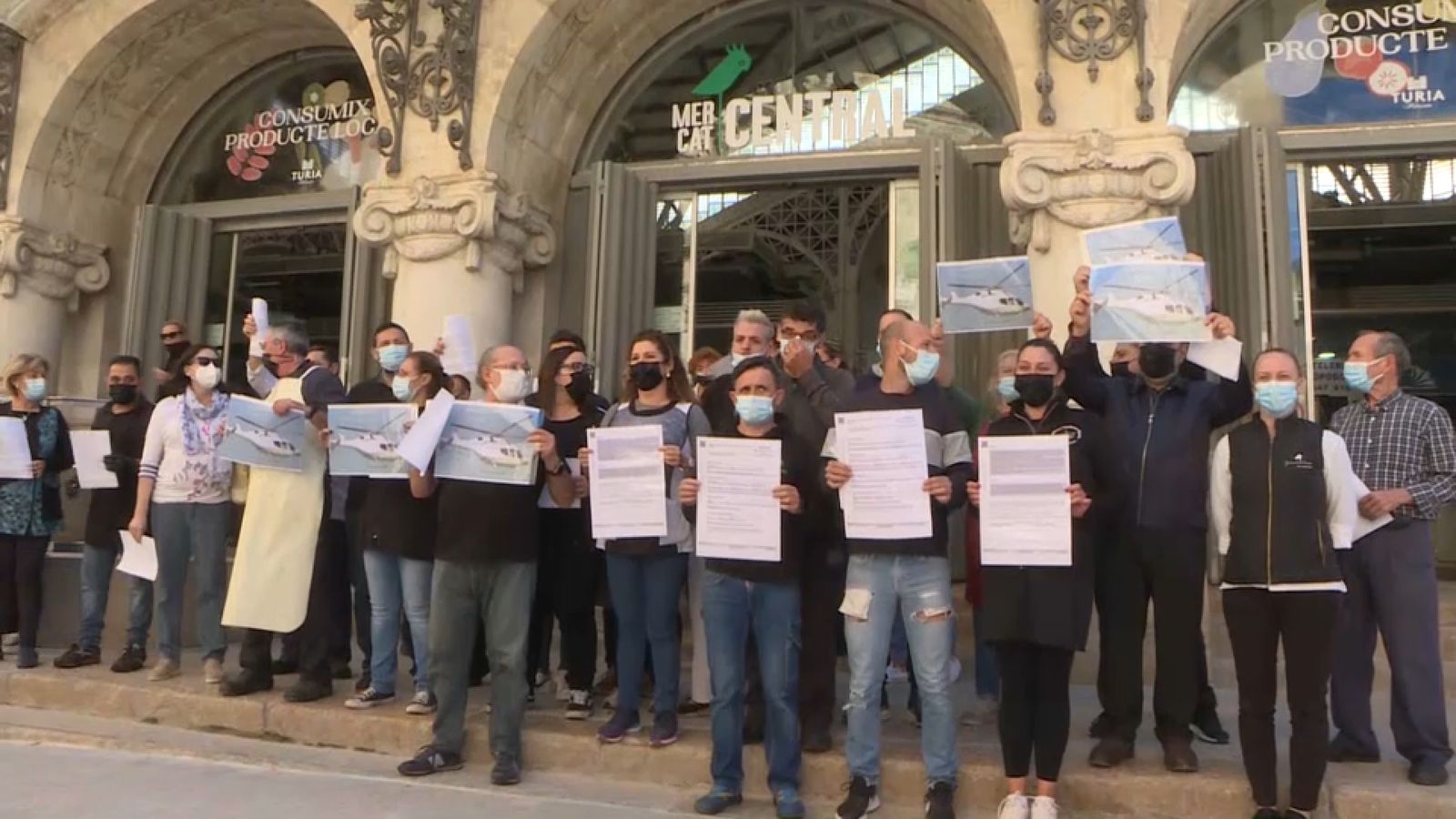 Protesta dels venedors del Mercat Central de València, aquest dimecres