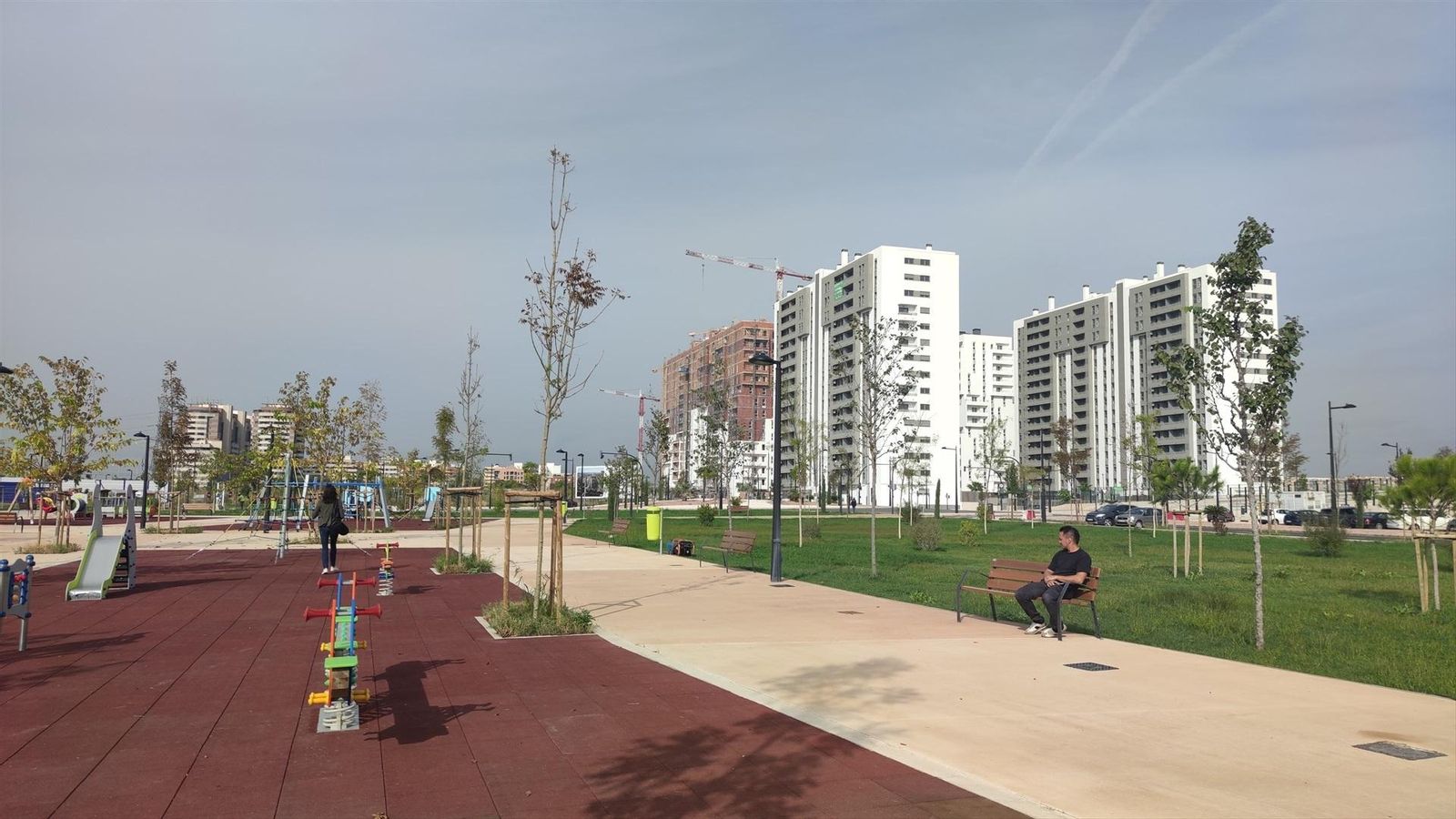 Imatge d'un parc del nou barri sostenible de València, Turianova