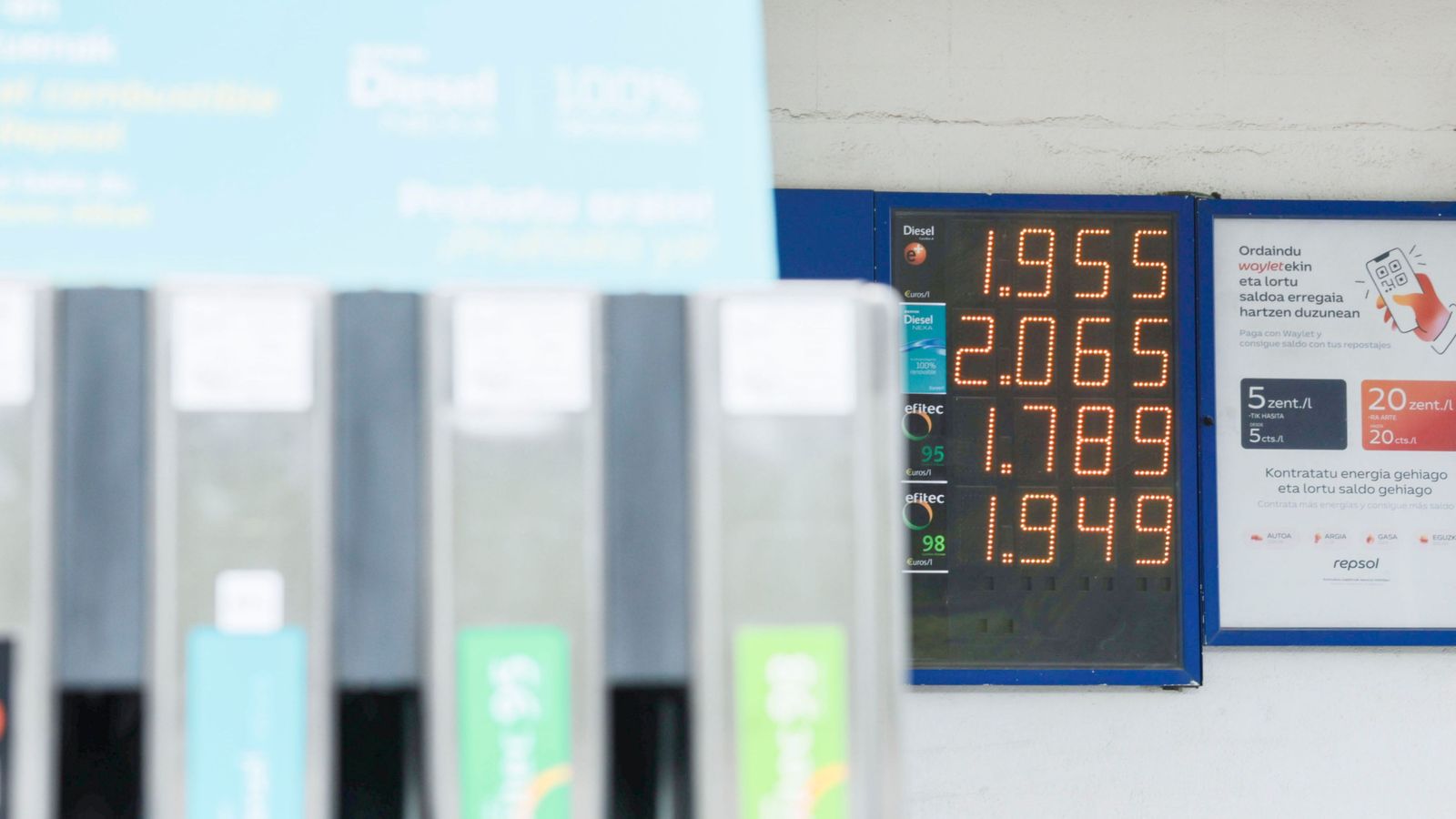 Preus d'una gasolinera a inicis d'esta setmana